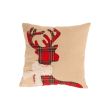 Coussin Deer Scarf Checkers Rouge Blanc 40x40xh8cm Carre Textile