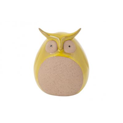 Cosy @ Home Hibou Top Glazed Moutarde 8,9x8,9xh9,7cm