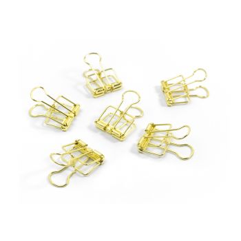 Binder clips - set of 6 golden