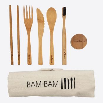 Cookut Bam Bam kit repas 8 pcs avec couverts et brosse à dents bambou