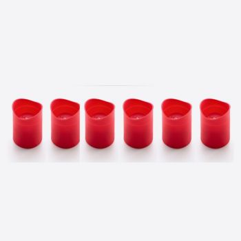 Lékué set de 8 moules en forme de verre en silicone rouge Ø 5cm H 6.8cm