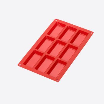 Lékué moule en silicone pour 9 financiers rouge 8.5x4.3x1.2cm