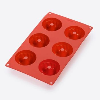 Lékué moule en silicone pour 6 mini moules à Kougelhof rouge Ø 7.1cm H 3.5cm