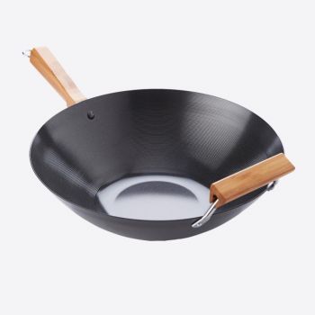 Point-Virgule wok en acier carbone avec revêtement anti-adhérent ø 36 cm