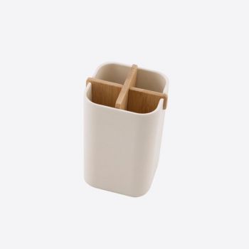 Point-Virgule boîte avec 4 compartiments en fibre de bambou blanc cassé 8x8x10.5cm