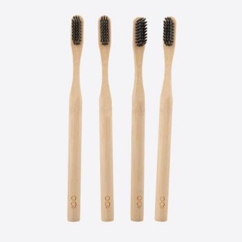 Point-Virgule set de 4 brosses à dents en bambou avec poils imprégnés de charbon 19cm