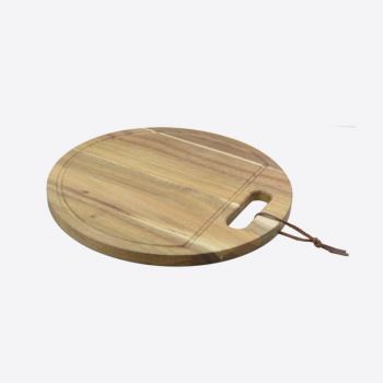 Point-Virgule planche à servir ronde avec rainure en bois d'acacia ø 30cm