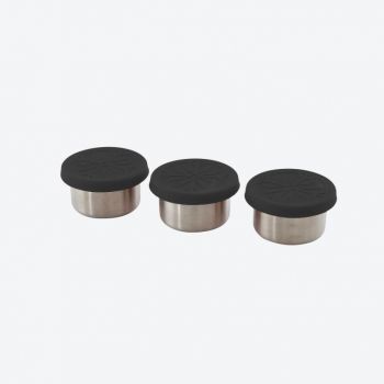 Point-Virgule set de 3 boîtes de conservation en inox avec couvercle en silicone noir 60ml