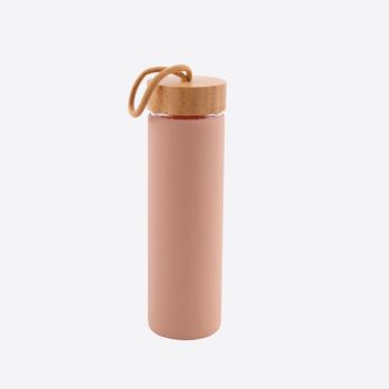 Point-Virgule bouteille en verre avec manchon en silicone rose poudré 600ml