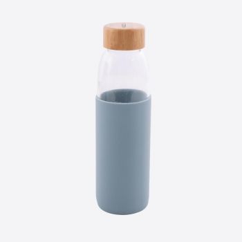 Point-Virgule bouteille en verre avec manchon en silicone bleu brouillard 580ml