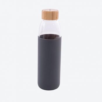 Point-Virgule bouteille en verre avec manchon en silicone gris foncé 580ml