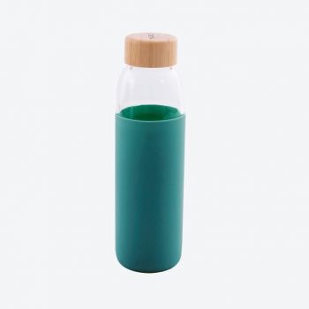 Point-Virgule bouteille en verre avec manchon en silicone vert pétrole 580ml
