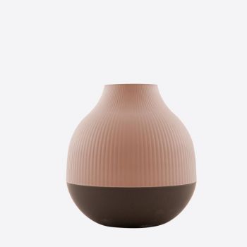 Point-Virgule vase en fibre de bambou rose poudré et gris foncé ø 18.1cm H 19cm