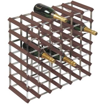RTA Houten Wijnrek voor 42 Flessen Verzinkt Staal - Donker Grenen 6x6 - 62x62cm Zelfbouw