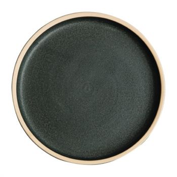 Assiettes plates bord droit vert bronze Olympia Canvas 18 cm