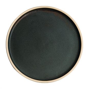 Assiettes plates bord droit vert bronze Olympia Canvas 25 cm