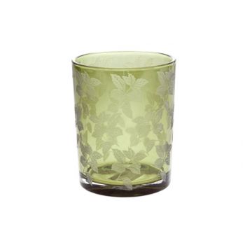 Cosy @ Home Bougeoir Green Leaves D10xh12cm Verre