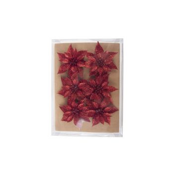 Cosy @ Home Poinsettia Clip Set6 Rouge Synthetique