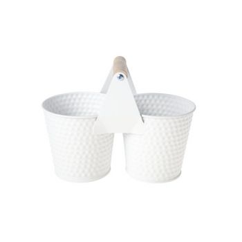 Cosy @ Home Pot Duo Blanc Ovale Metal 22x8,2xh10,6