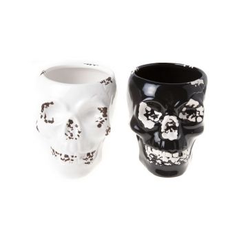 Cosy @ Home Pot Noir Cera 15,9x11,3xh11,7 Skull 2 Types
