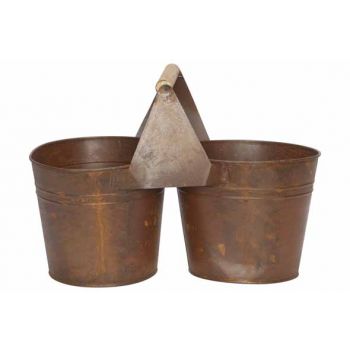Cosy @ Home Pot Duo Rusty Rouille 26x13xh17cm Rond Z