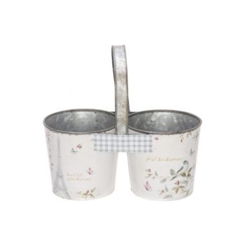 Cosy @ Home Pot Duo Flowers Handle Rose 24,5x12,5xh2