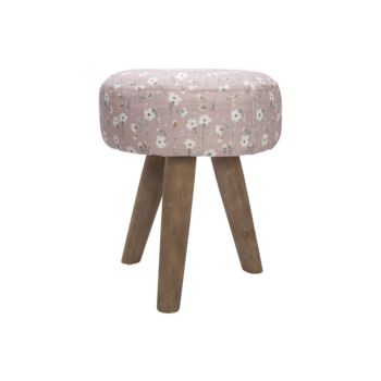 Cosy @ Home Tabouret Flowers Rose 30x30xh35cm Rond B