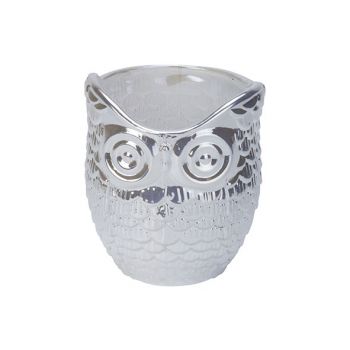 Cosy @ Home Bougeoir Owl Pearl Blanc 7x7xh9cm Verre