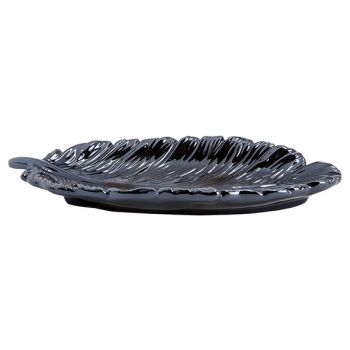 Cosy @ Home Coupelle Leaf Midnight Glazed Bleu 18x7,
