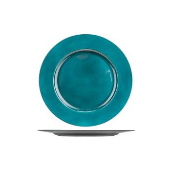 Cosy @ Home Assiette Glossy Petrol 33x33xh2cm Rond