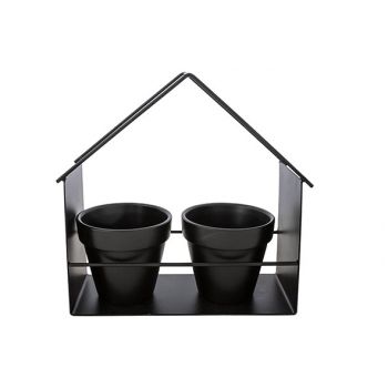 Cosy @ Home Rack Deco House X2 Pots D10-h9cm Noir 24