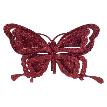 Cosy @ Home Clip Papillon Glitter Rouge 14x2xh10cm P