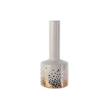 Cosy @ Home Vase Bouteille Gold Dots Blanc 8,7x8,7xh
