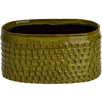 Cosy @ Home Bac A Plantes Glazed Embossed Dots Vert