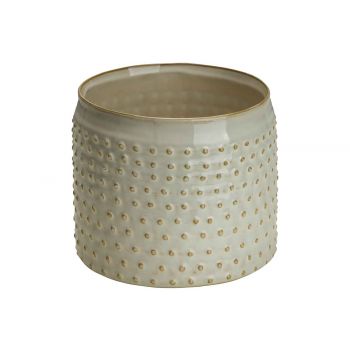 Cosy @ Home Cachepot Glazed Embossed Dots Creme 13,5