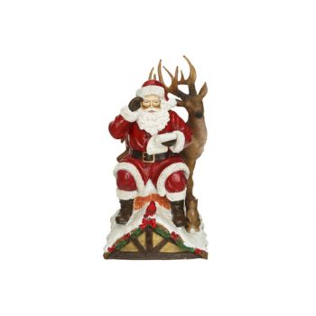 Cosy @ Home Pere Noel With Deer On Roof Rouge 16x17x