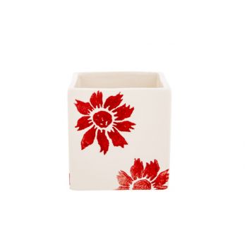 Cosy @ Home Cachepot Flowers Rouge 8x8xh8cm Carre Gr