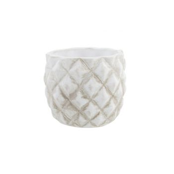 Cosy @ Home Cachepot Facet Washed Creme 13x13xh13cm