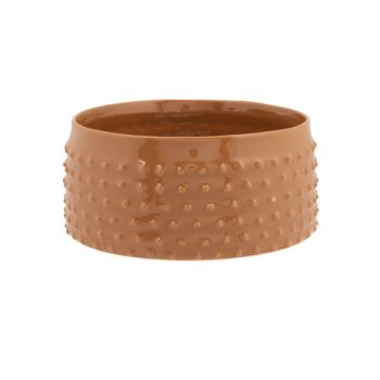 Cosy @ Home Bol Glazed Embossed Dots Camel 19,8x19,5