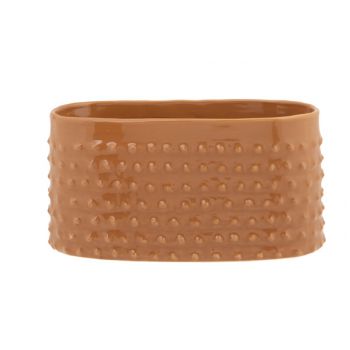 Cosy @ Home Bac A Plantes Glazed Embossed Dots Camel