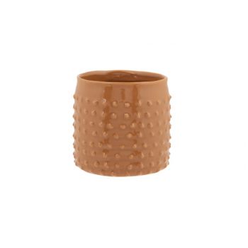 Cosy @ Home Cachepot Glazed Embossed Dots Camel 11,5