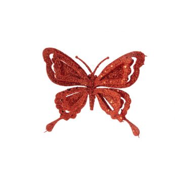 Cosy @ Home Clip Papillon Glitter Rouge 14x2xh10cm P