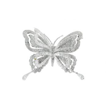 Cosy @ Home Clip Papillon Glitter Argent 14x2xh10cm