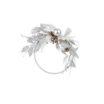 Cosy @ Home Couronne Feuilles Silver Winter Argent 4
