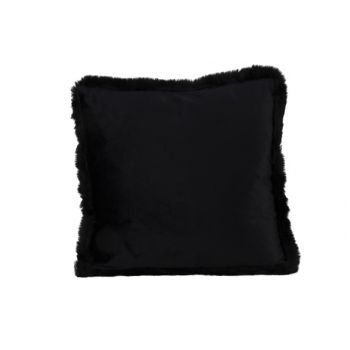 Cosy @ Home Coussin Fur Piping Noir 45x45xh10cm Poly