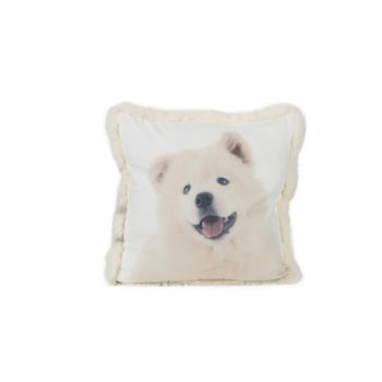 Cosy @ Home Coussin White Dog Fur Piping Creme 45x45
