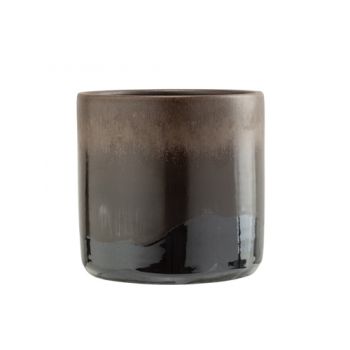 Cosy @ Home Cachepot Glazed Brun 15x15xh16cm Cylindr