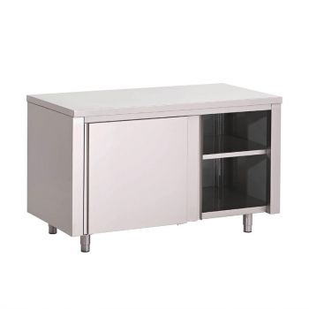 Table armoire inox avec portes coulissantes Gastro M 1200 x 700 x 850mm