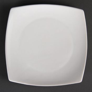 Assiettes carrées bords arrondis blanches Olympia 185mm